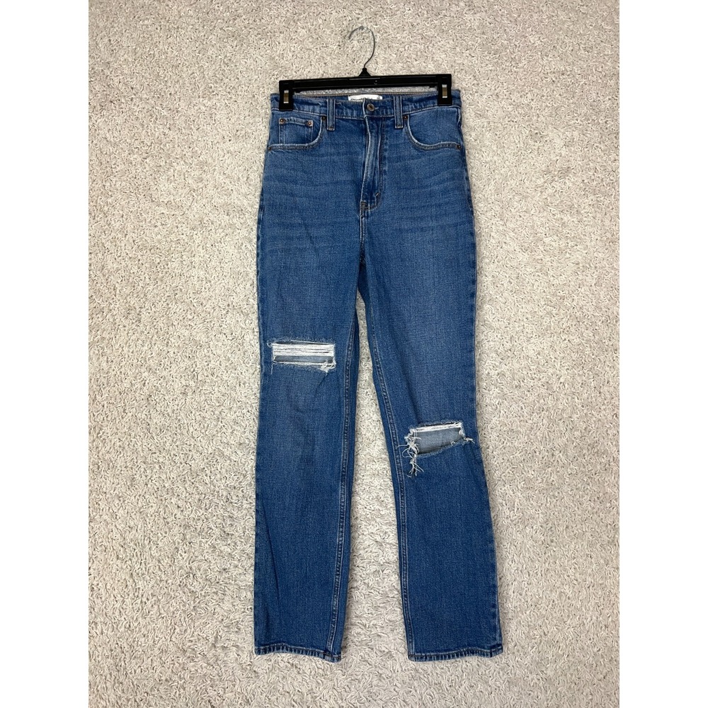 Abercrombie A&F Jeans Womens 26 Blue Denim Ankle Straight High Rise Distressed